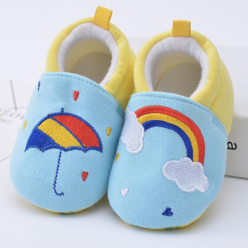 Baby Toddler 2020 autumn new creative rainbow shoes, cotton soft soles, 0-1 year old baby shoes