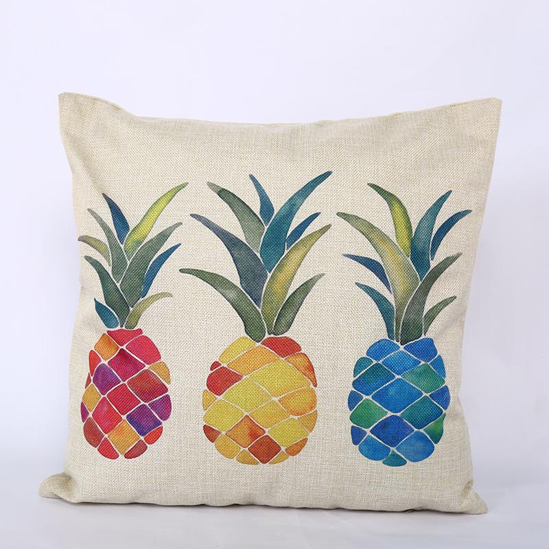 Home soft decoration office pineapple single car sofa by pillow case square imitation linen pillowcase car cushion wholesale