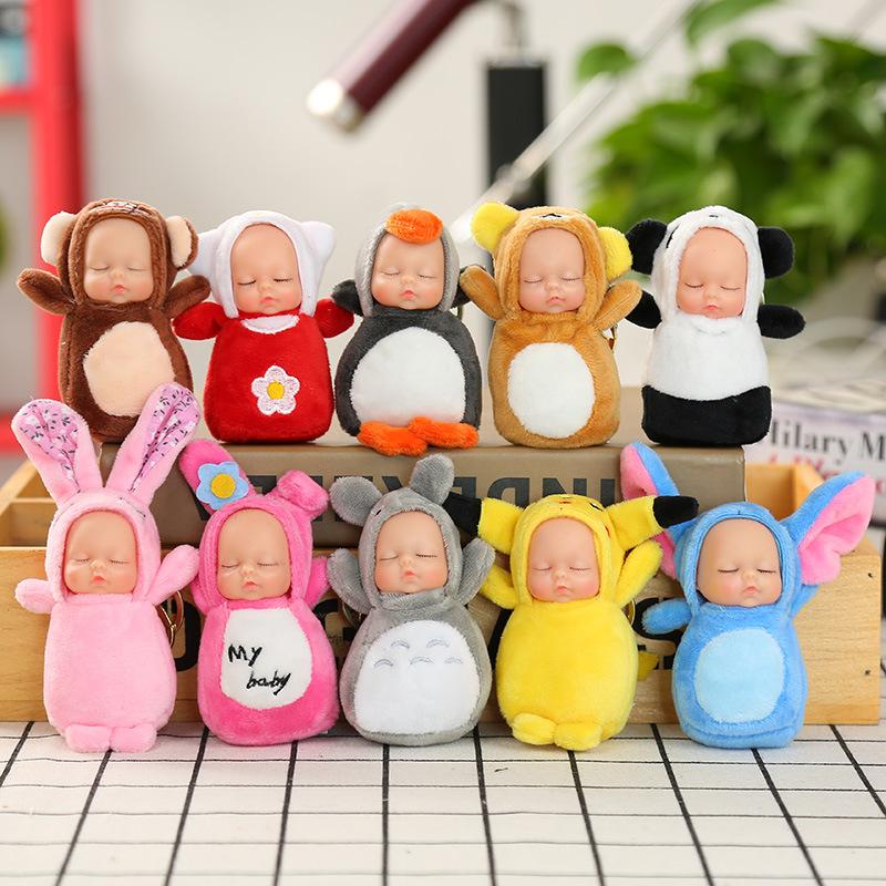 The factory sells sleeping dolls, plush toys, sleeping baby keys, small pendants, creative gifts dolls