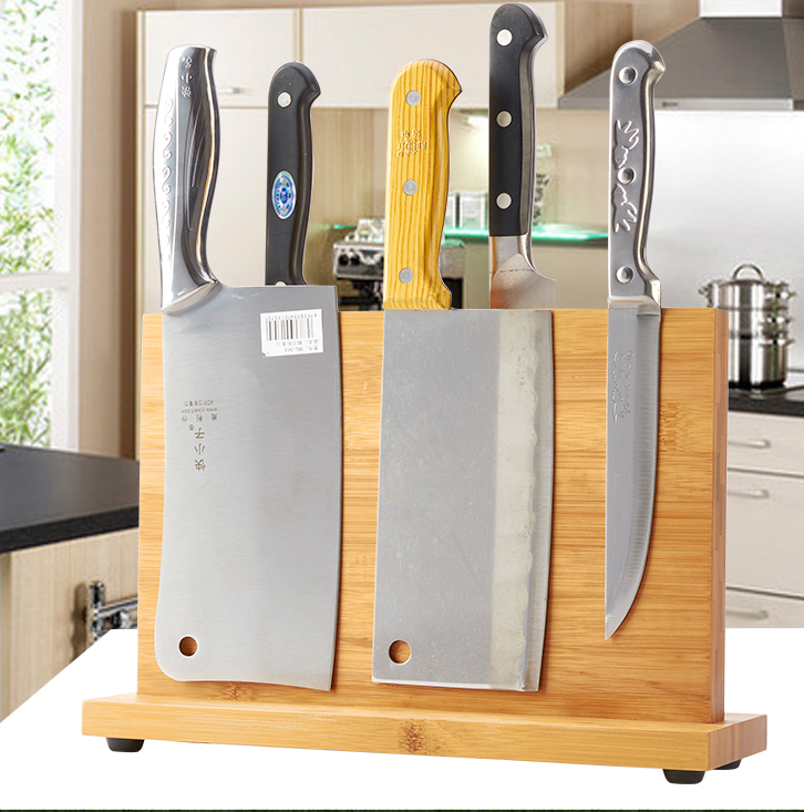 Bamboo Magnetic Knife Holder Kitchen Supplies Wooden Adsorption Magnet Holder Multi-function Kitchen Knife Rack Tool Rack