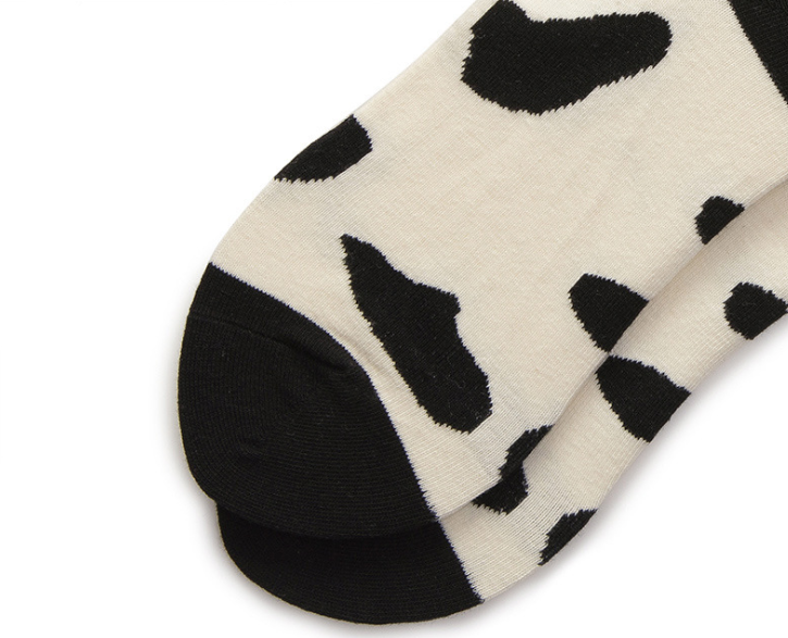 Leopard Dalmatian Black White Cotton Socks