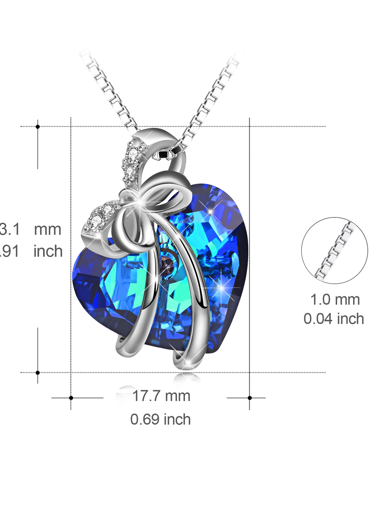 Corazón Zafiro Collar De Plata