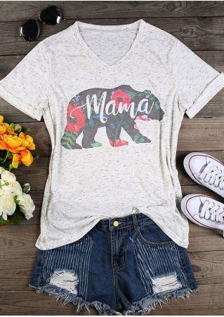 Printed sleeve V-neck