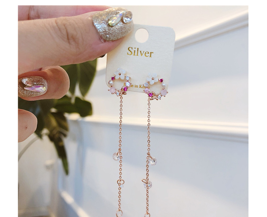 Flower shell fringed circle rhinestone
