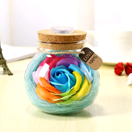 Tanabata gift creative lucky star glass bottle soap flower to send girls luminous bottle romantic eternal flower night light