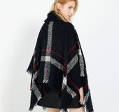 Large plaid imitation cashmere shawl