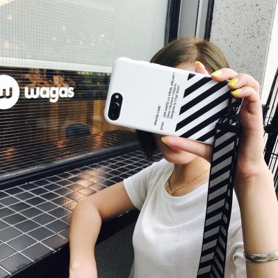 Black and white line lanyard  | IPhone