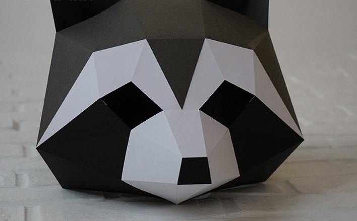 Creative diy paper mold handmade mask small raccoon hood full face tide cute cute masquerade party Halloween