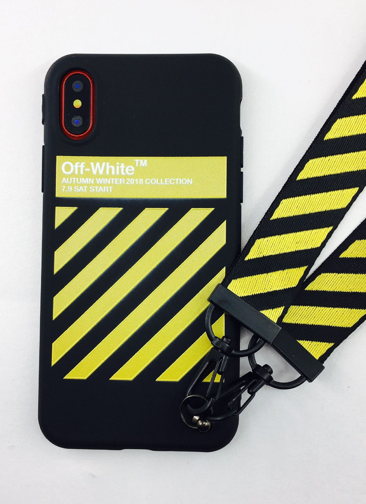 Black and white line lanyard  | IPhone