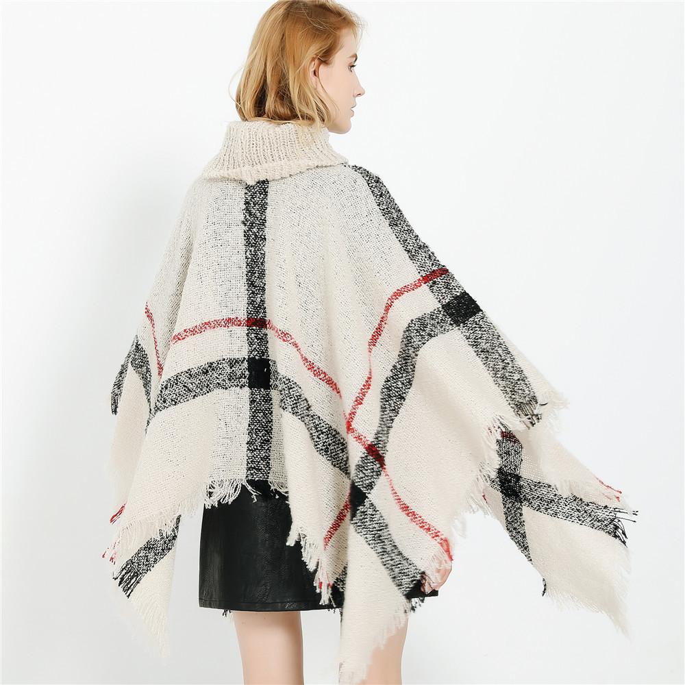 Large plaid imitation cashmere shawl