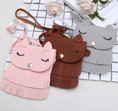 Girls change small bag children bags Pu all-match creative Xiekua package small fox tassel bag