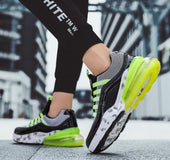 Air cushion sports shoes men's flying woven running shoes lightweight breathable large size men's shoes