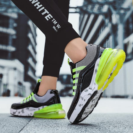 Air cushion sports shoes men's flying woven running shoes lightweight breathable large size men's shoes