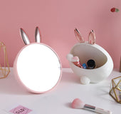 Rabbit heart desk desktop small round makeup mirror