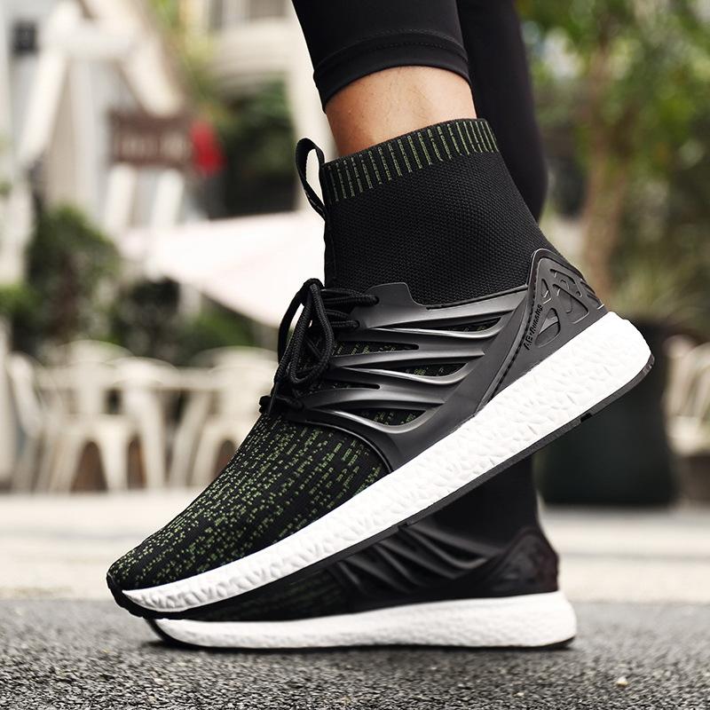 Autumn fly fabric sports and leisure shoes trend of Korean men high canvas shoes to help students all-match shoes shoes