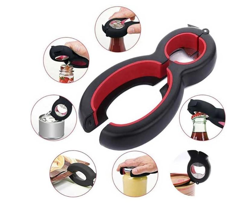 6 in 1 Creative Multifunction Stainless Steel Can Opener Beer Bottle Opener