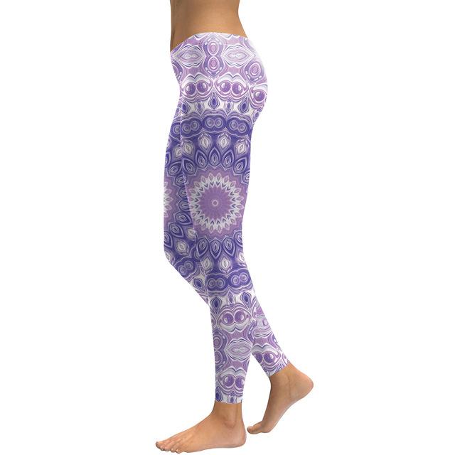 Light Purple and White Mandala Flower Yoga/Workout Leggings