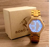 LED Bamboo Wood Watches Digital Watch