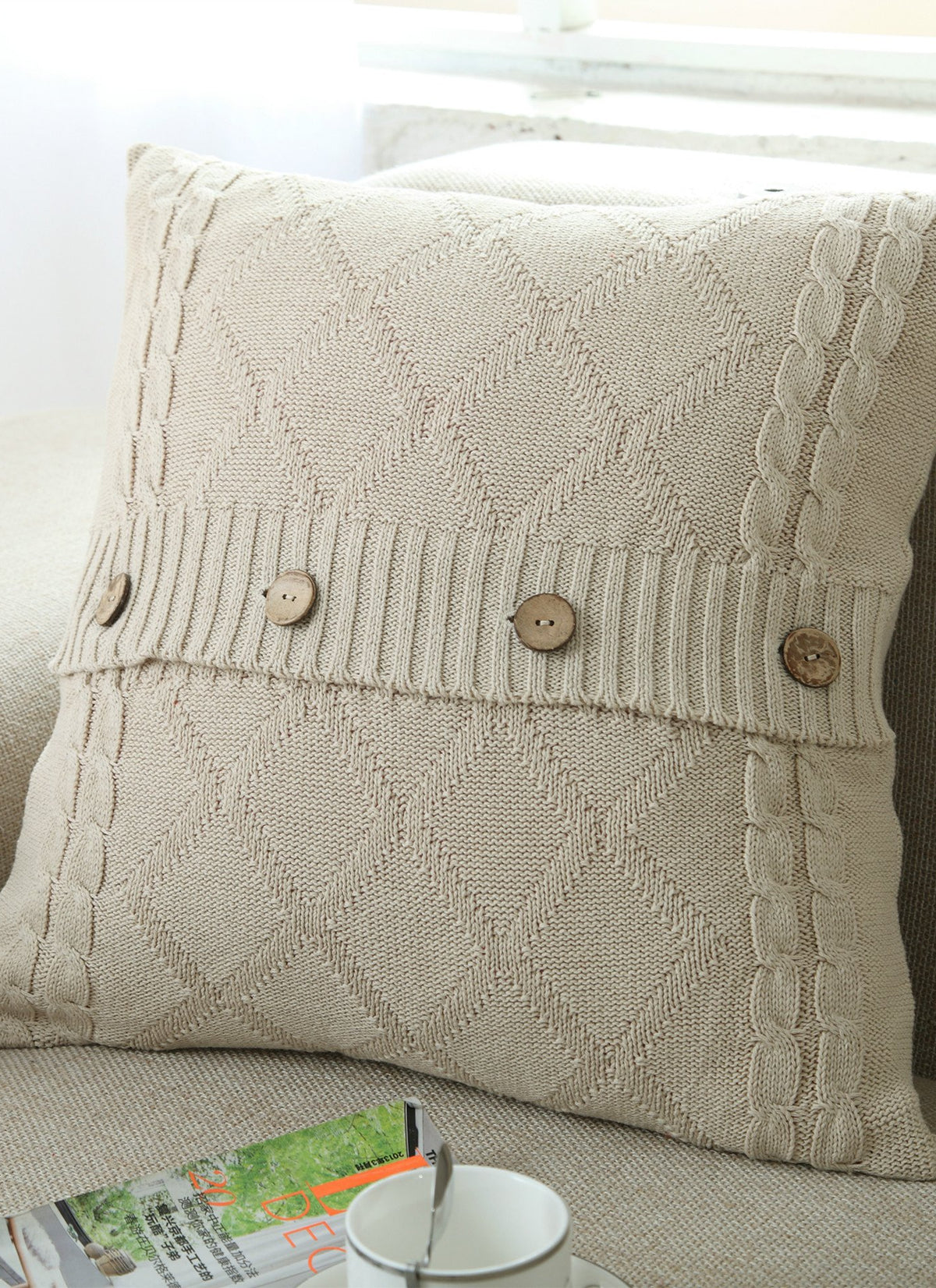 Cotton knitted car pillowcase
