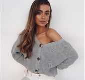 V-neck knit cardigan