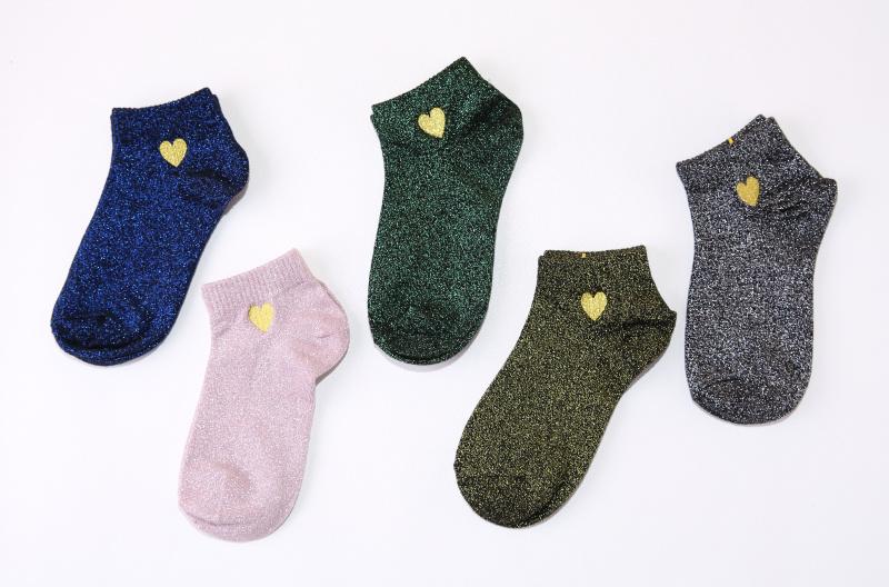 Shiny filigree ladies boat socks