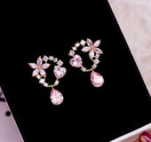 Earrings, flowers, heart-shaped earrings
