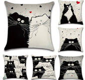 MUQGEW Vintage white and black Cat Dog Cotton cute Pillow Sofa Waist Throw Cushion Home Car Decor