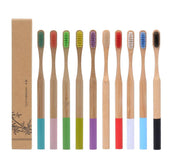 Round Bamboo Toothbrush with Natural Bamboo Handle