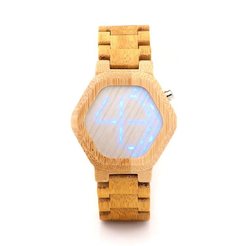 LED Bamboo Wood Watches Digital Watch