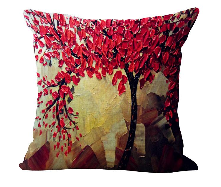 Oil painting cotton and linen pillowcase