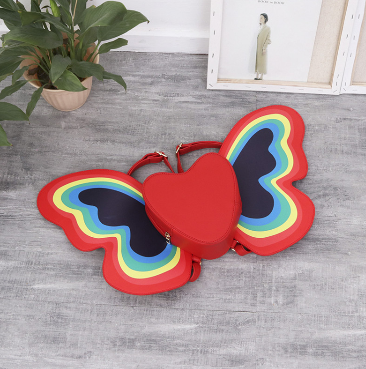 Japanese and Korean new heart-shaped creative beautiful butterfly design 2 color backpack female