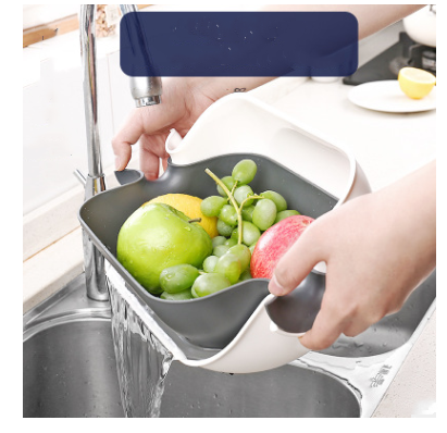 Double sink dish drain basket plastic washing basket kitchen washing basket fruit home living room creative fruit plate