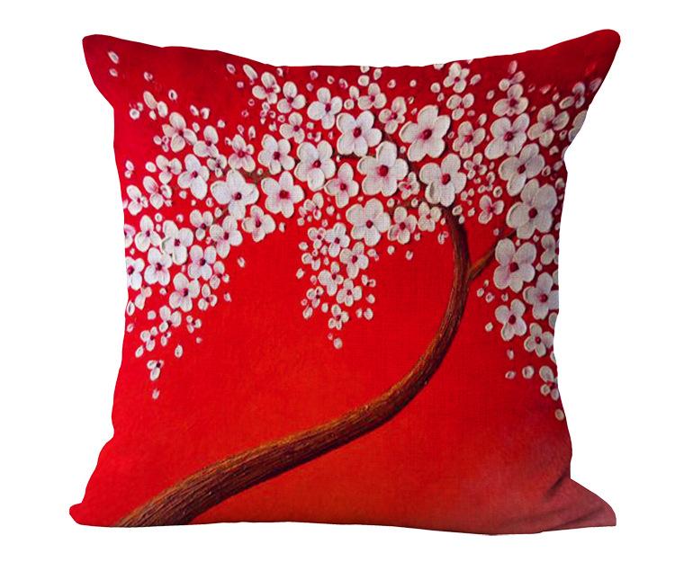Oil painting cotton and linen pillowcase