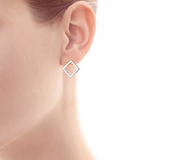 925Sterling Silver Square Shape EAR STUDS