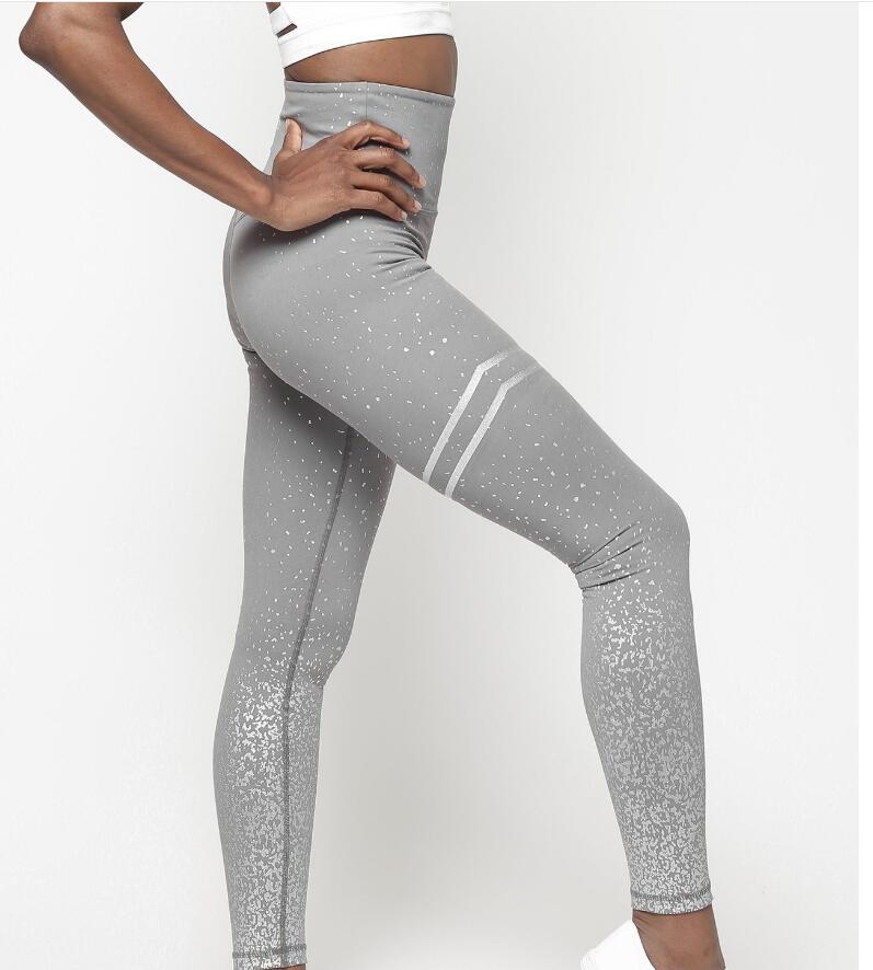 Hot stamping yoga pants high waist stretch fitness hips slim leggings