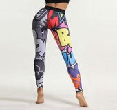 Cartoon pattern 3D printing dag personality high waist yoga pants sports leggings