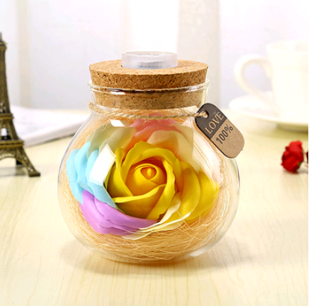 Tanabata gift creative lucky star glass bottle soap flower to send girls luminous bottle romantic eternal flower night light