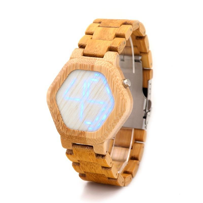 LED Bamboo Wood Watches Digital Watch