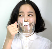 Funny cat beard gift big glass
