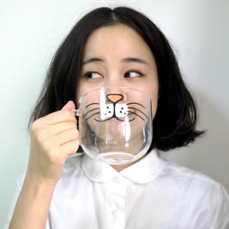 Funny cat beard gift big glass