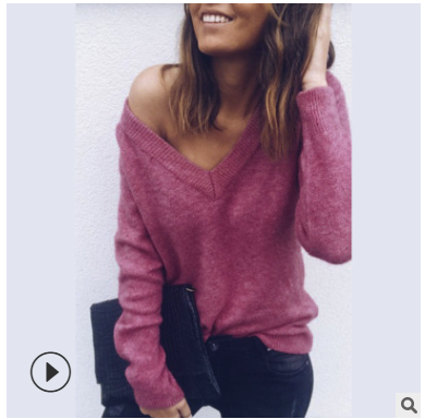 LITTHING  Automne Chandail Tricoté Femmes V Cou De Mode Solides Manches Longues Casual Pull Chandails Sexy Femme Femmes Pull