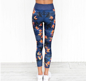 High Waist Yoga Pants Women's Fitness Sports Leggings Band Printing Elastic Gym Workout Tights S-XL Running Pants Plus Size