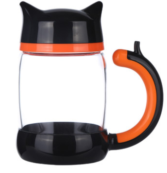 Linda Taza De Té De Cristal Transparente Gato