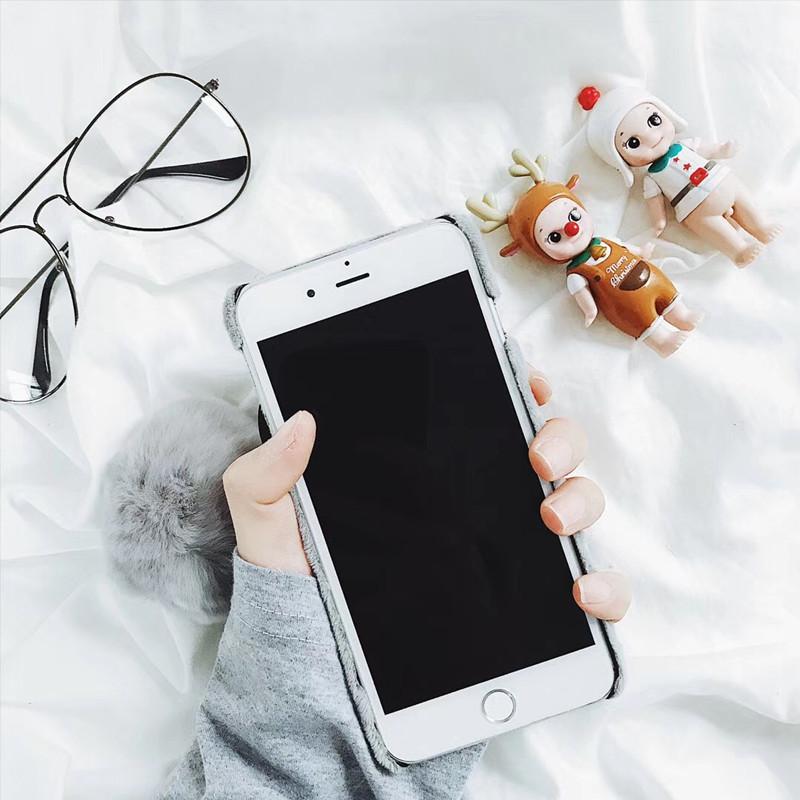 Plush cell phone shell iPhone8 big eye hair ball pendant7plus/6s anti fall protection sleeve X tide woman NEW