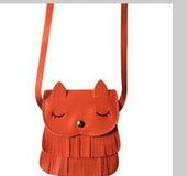 Girls change small bag children bags Pu all-match creative Xiekua package small fox tassel bag