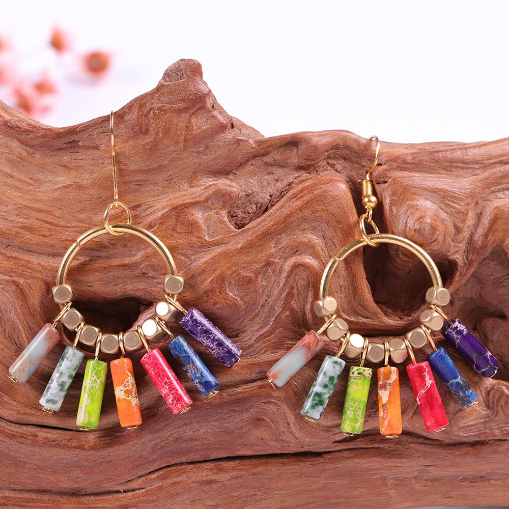 Bohemian stone Earrings 7 Color Energy Stone Yoga Earrings