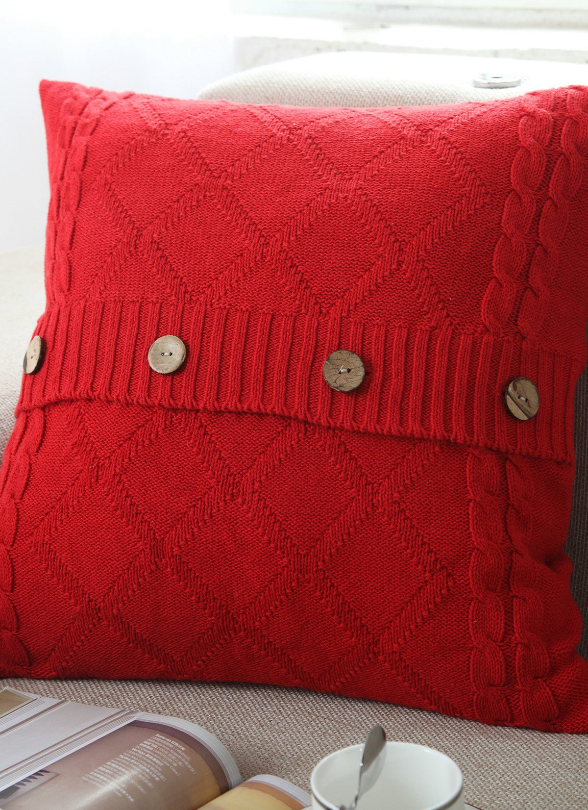 Cotton knitted car pillowcase