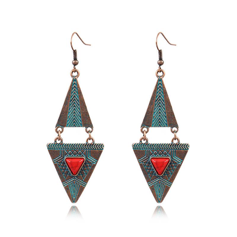Double-layered triangular turquoise earrings