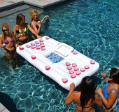 Water Party Fun Air Mattress Ice Bucket Cooler Cup Holder Inflatable Beer Pong Table Pool Float