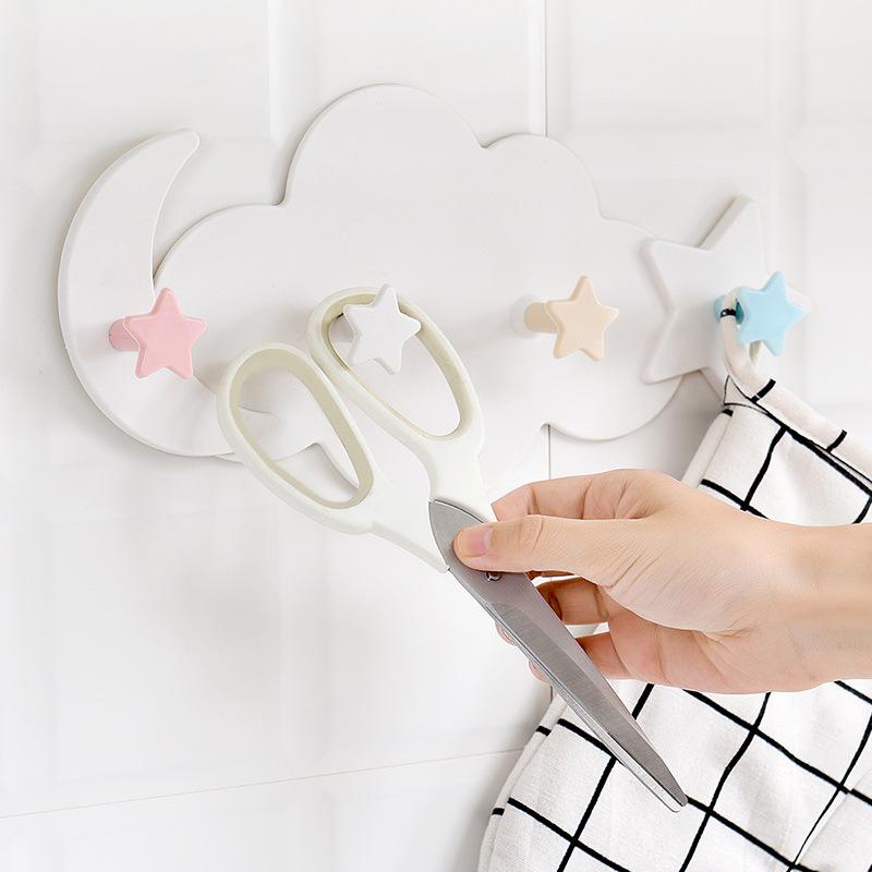 Creative star moon cloud shape without nails hat clothes hooks shelf hanging hanger